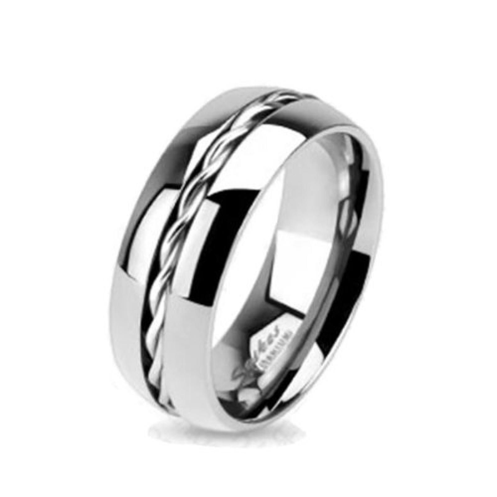 Coolbodyart Unisex Titan Ring silber "Rope Twist Inlay" verf&uuml;gbare Ringgr&ouml;&szlig;en 47 (15) - 69 (22) 